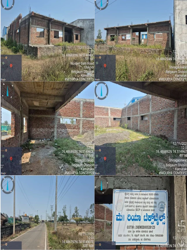 Industrial land measuring 386.04 sq mtrs out of industrial (Textile) NA Land bearing RS No.64/3 measuring 3 acres 39 Guntas situated at Nej Village, Tal. Chikkodi & Dist. Belagavi