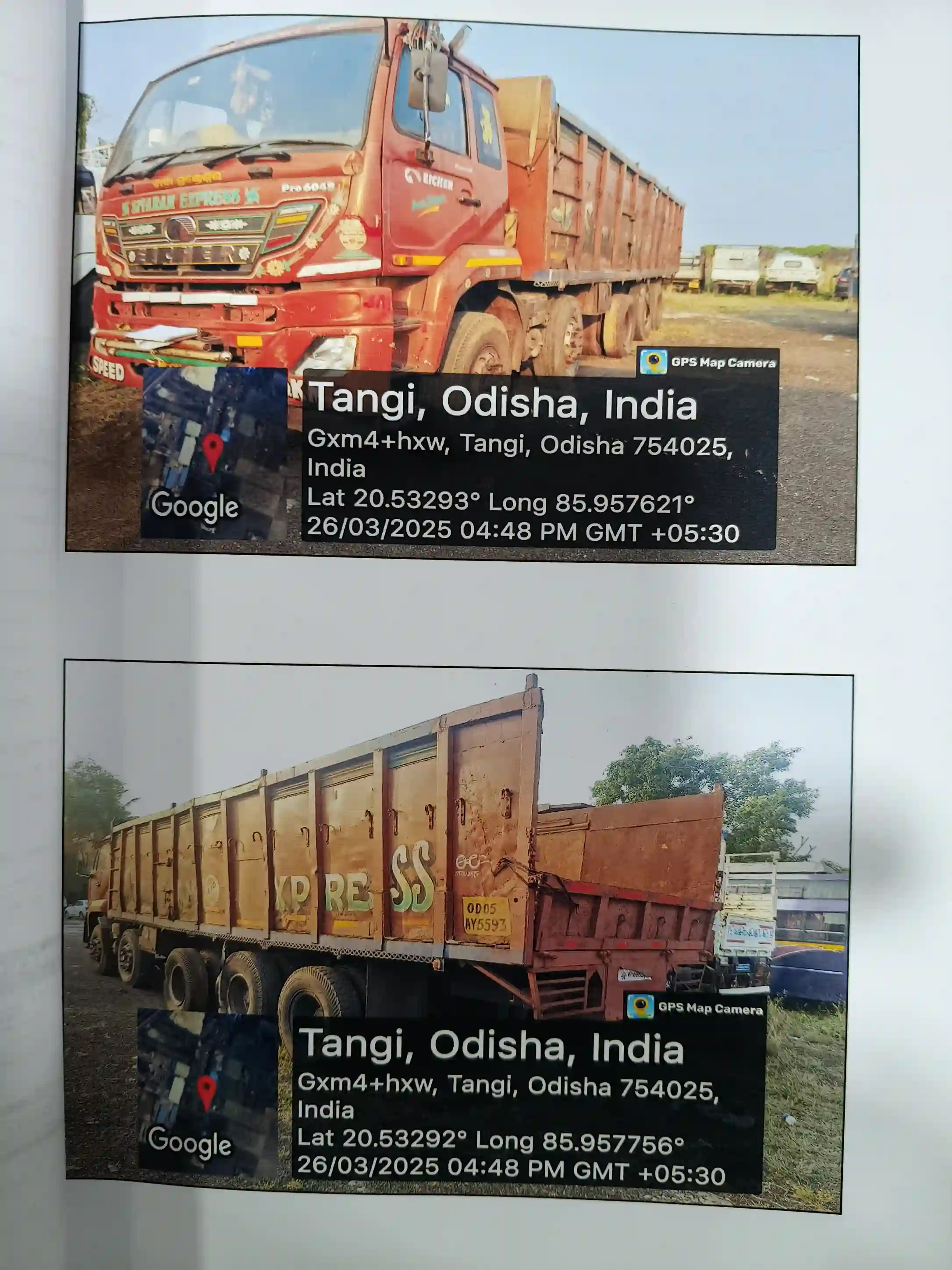 Truck Regd No-OD05AY5593, Engine No- VEDX8*527581*K6*P, ChassisNo: MC2BFSRC0LJ065984, Manufacturing Year-09/2020, Registration dt.20.11.2020, Maker/Model: EICHER PRO 6048 S CBC, Maker's Name: VE COMMERCIAL VEHICLES LTD, Colour:BROWN, Vehicle Class: Goods Carrier (Truck)