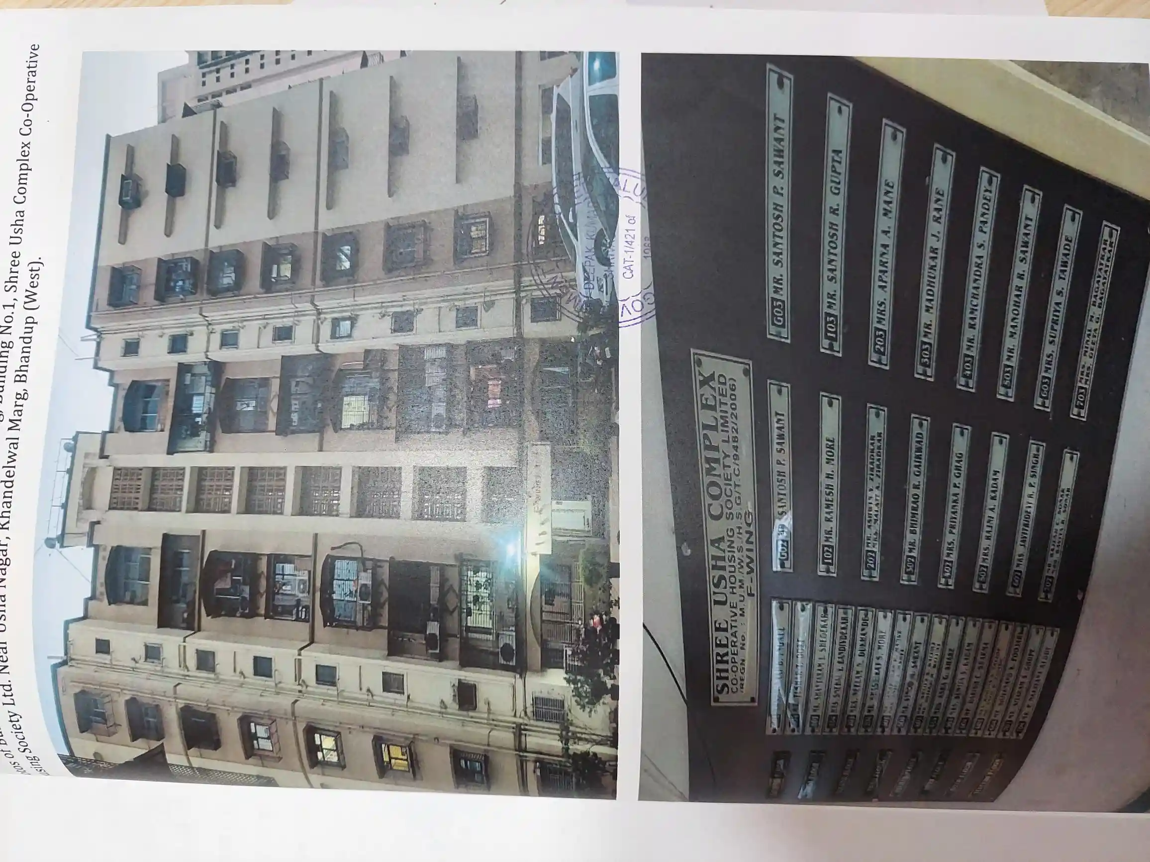 Flat No 403, 4th Floor, F-Wing, Shree Usha Complex CHSL, Khandelwal Marg, Bhandup (West), Mumbai, 400078 admeasuring 750 Sq Ft (Built-up area) Situated at lying on the plot of land bearing in CTS No. 403,423,425 village Bhandup & CTS No. 642(pt.) of Village Kanjur BSD, Tal. Kurla within limit of Municipal Corporation of Greater Mumbai in the name of Mr. Ramchandra Sitlaprasad Pandey.